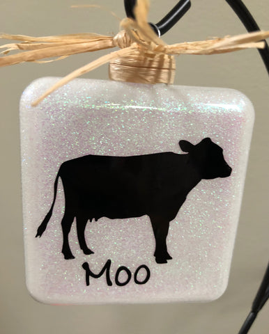 Cow "Moo" Square Ornament