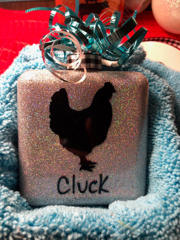 Chicken "Cluck" Square Ornament