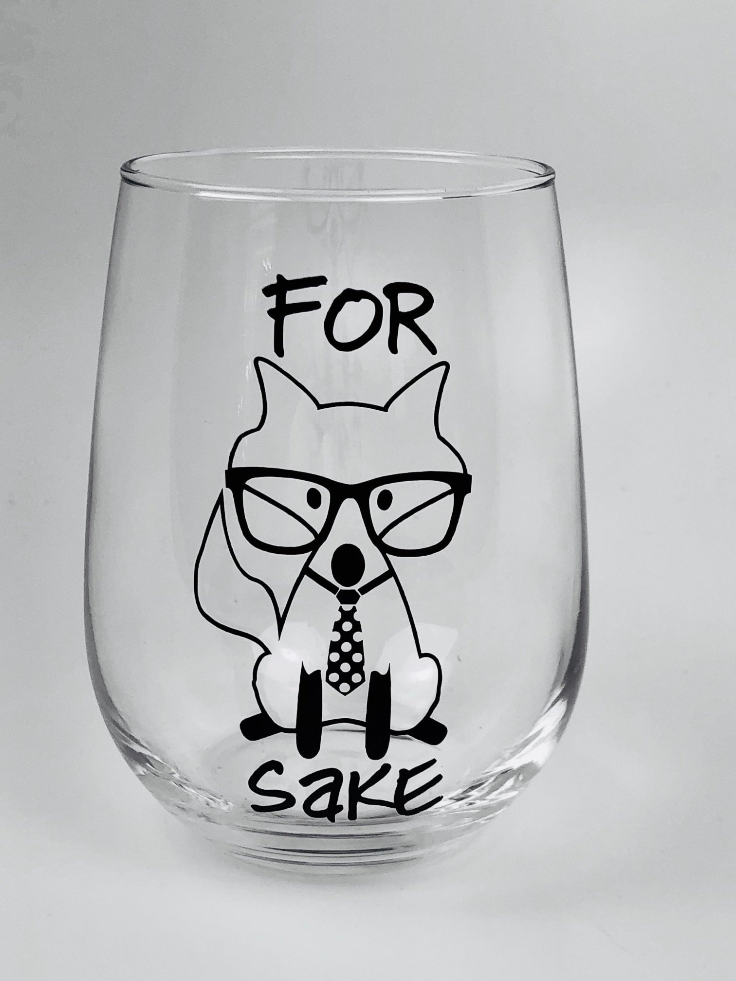 Nerdy "For Fox Sake" stemless wineglass/tumbler